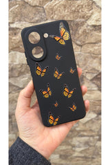 Redmi A5 Uyumlu Turuncu Kelebek Desenli Silikon Darbe Emici Klasik Korumalı Rubber Kılıf