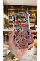 Redmi Note 14 Pro 4G Uyumlu Love Yazı Desenli Şeffaf Darbe Emici Kamera Korumalı Clear Kılıf