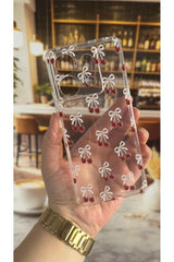 Xiaomi Redmi Note 13 Pro 5G Uyumlu Kiraz Desenli Şeffaf Darbe Emici Kamera Korumalı Clear Kılıf