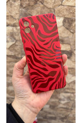 Samsung Galaxy A04 Uyumlu Kırmızı Zebra Desenli Silikon Darbe Emici Klasik Korumalı Rubber Kılıf