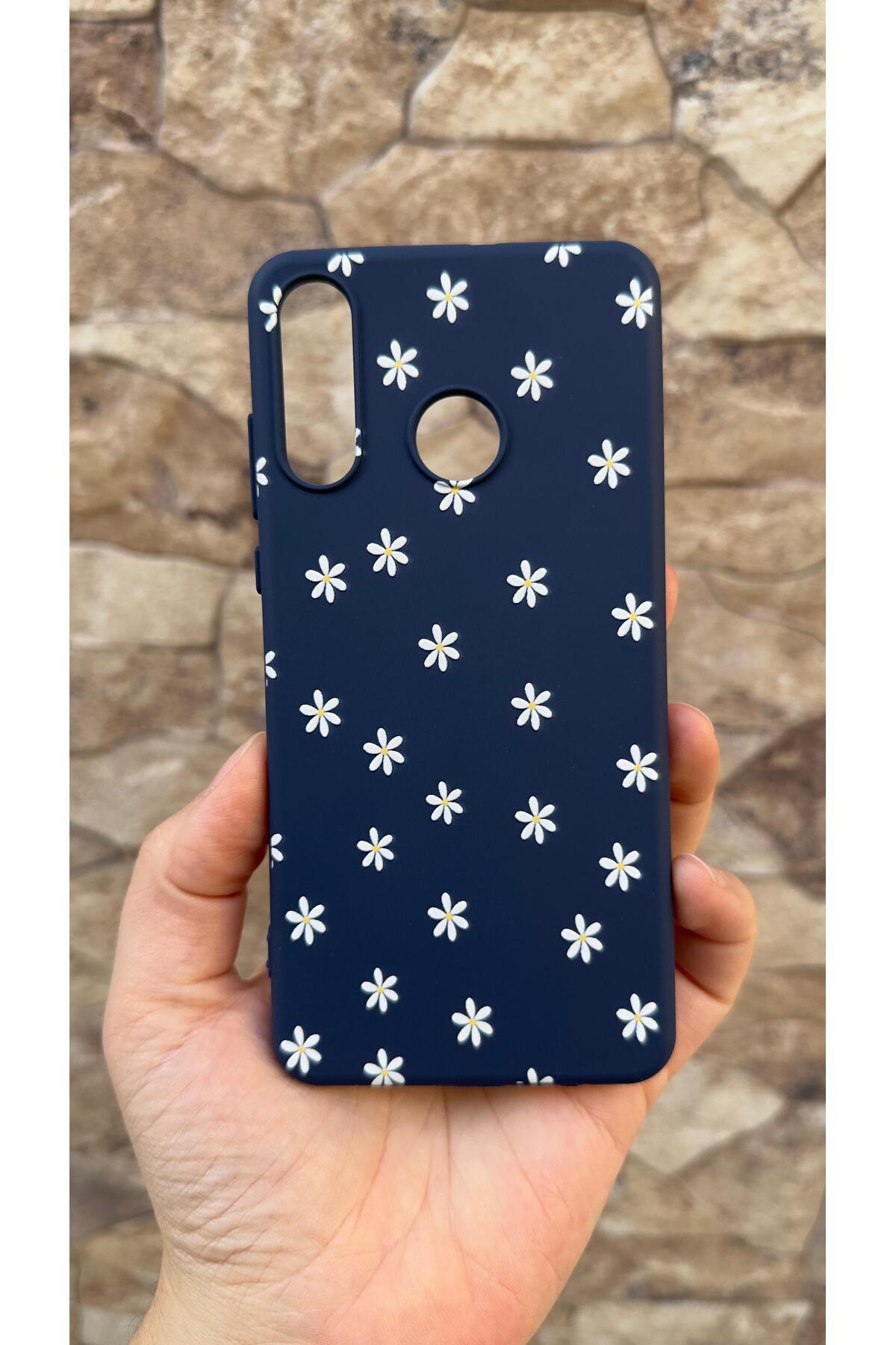 Huawei P30 Lite Uyumlu Mini Papatya Desenli Silikon Darbe Emici Klasik Korumalı Rubber Kılıf
