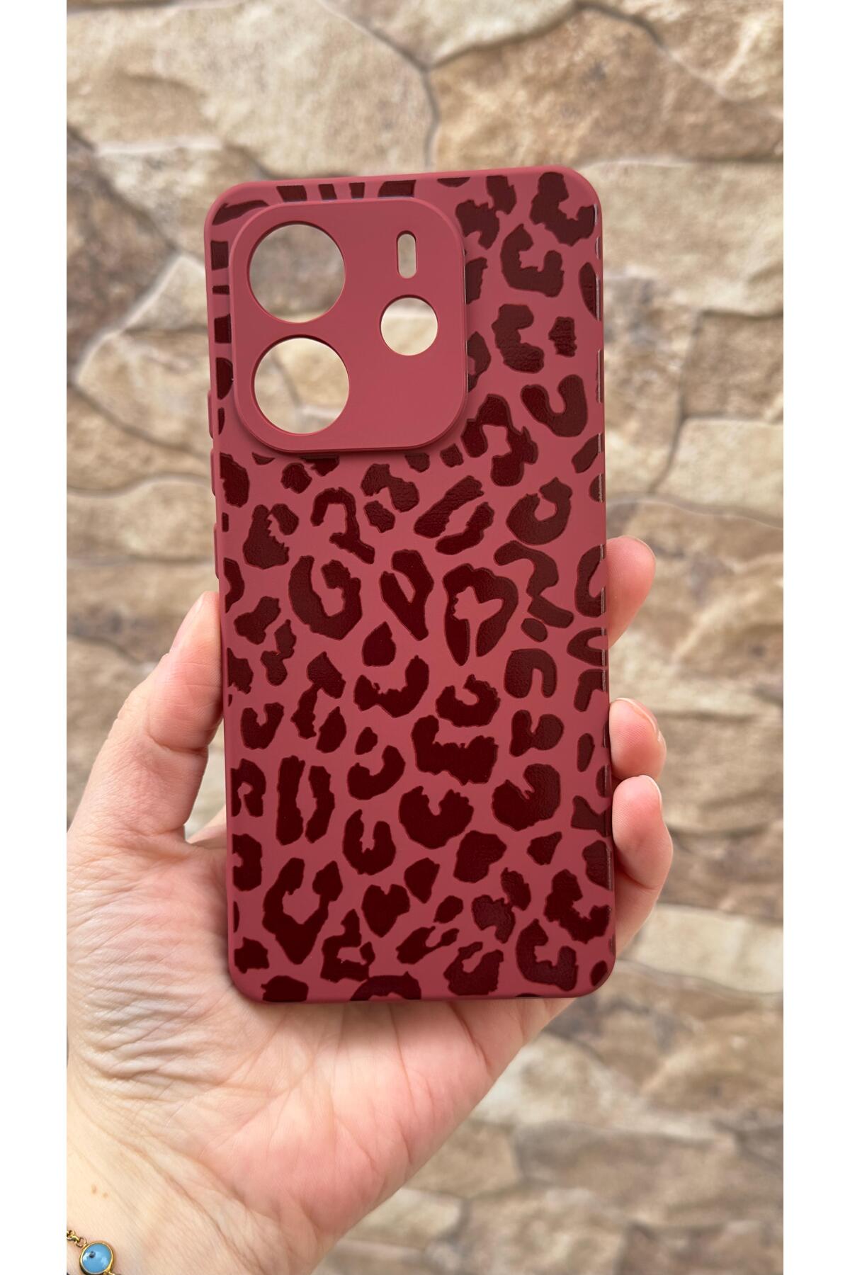 Redmi Note 14 Uyumlu Leopar Desenli Silikon Darbe Emici Klasik Korumalı Rubber Kılıf