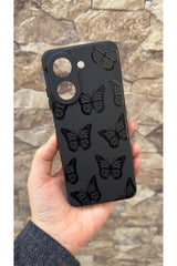 Redmi A5 Uyumlu Siyah Kelebek Desenli Silikon Darbe Emici Klasik Korumalı Rubber Kılıf