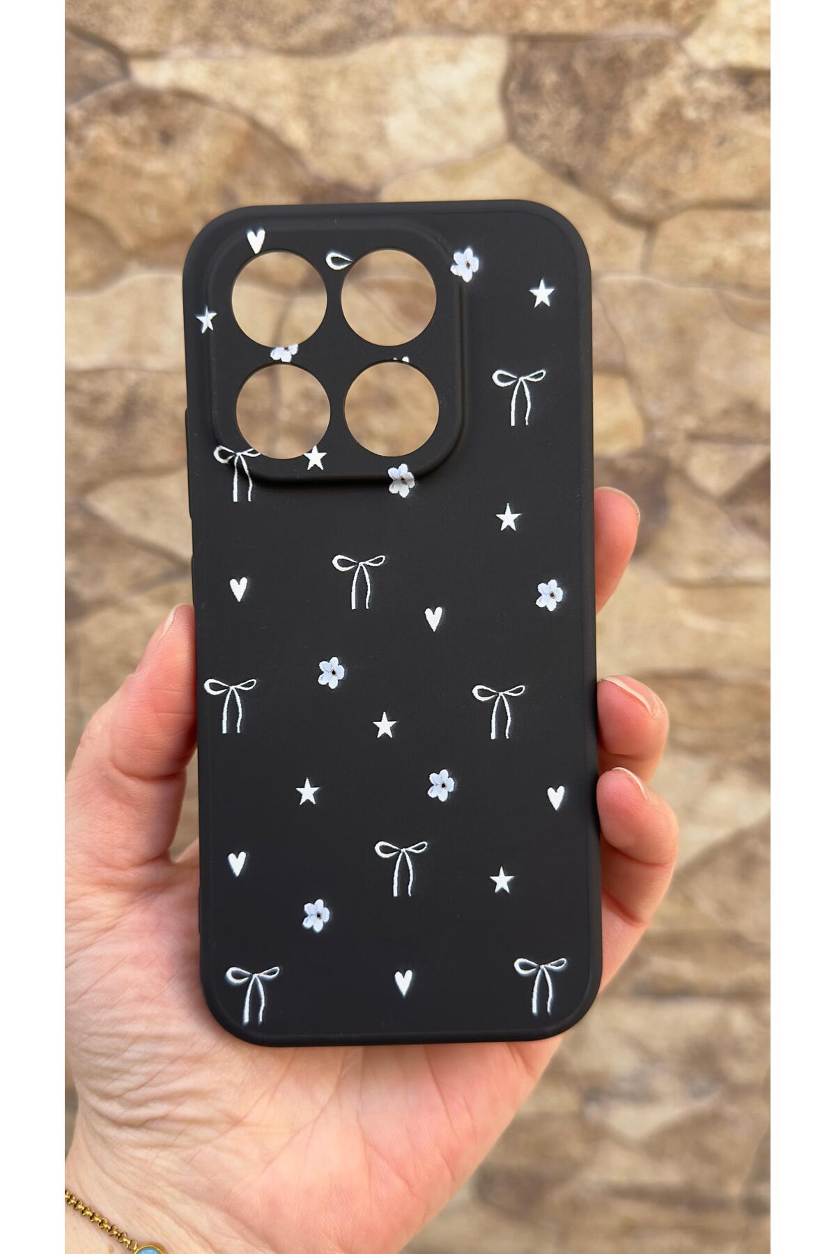 MI 17 5G Uyumlu Mini Fiyonk Desenli Silikon Darbe Emici Klasik Korumalı Rubber Kılıf