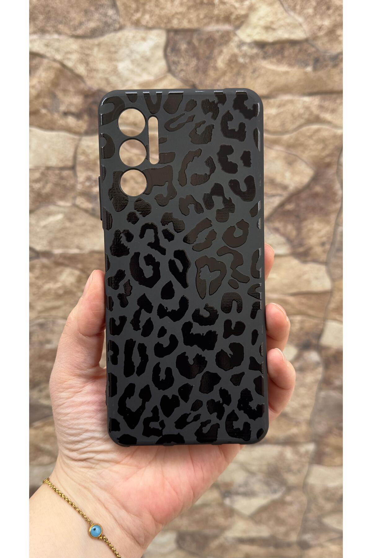 Tecno Pova 3 Uyumlu Leopar Desenli Silikon Darbe Emici Klasik Korumalı Rubber Kılıf