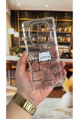 Redmi Note 14 Pro 4G Uyumlu Manycat Desenli Şeffaf Darbe Emici Kamera Korumalı Clear Kılıf