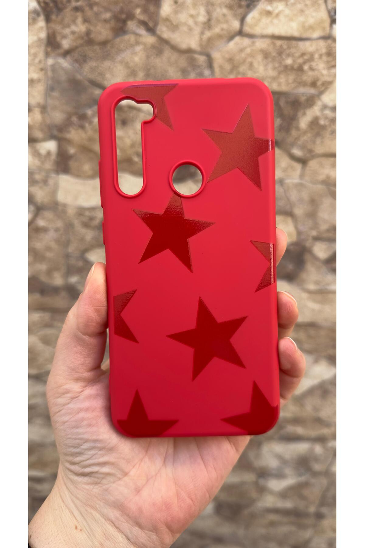 Redmi Note 8 Uyumlu Kırmızı Star Silikon Darbe Emici Klasik Korumalı Rubber Kılıf