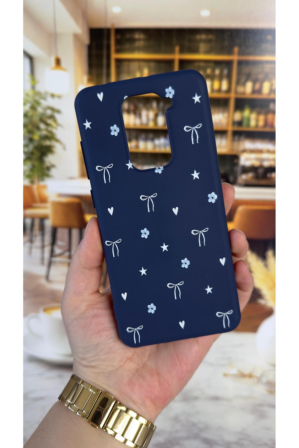 Redmi Note 9 Uyumlu Mini Fiyonk Desenli Silikon Darbe Emici Klasik Korumalı Rubber Kılıf