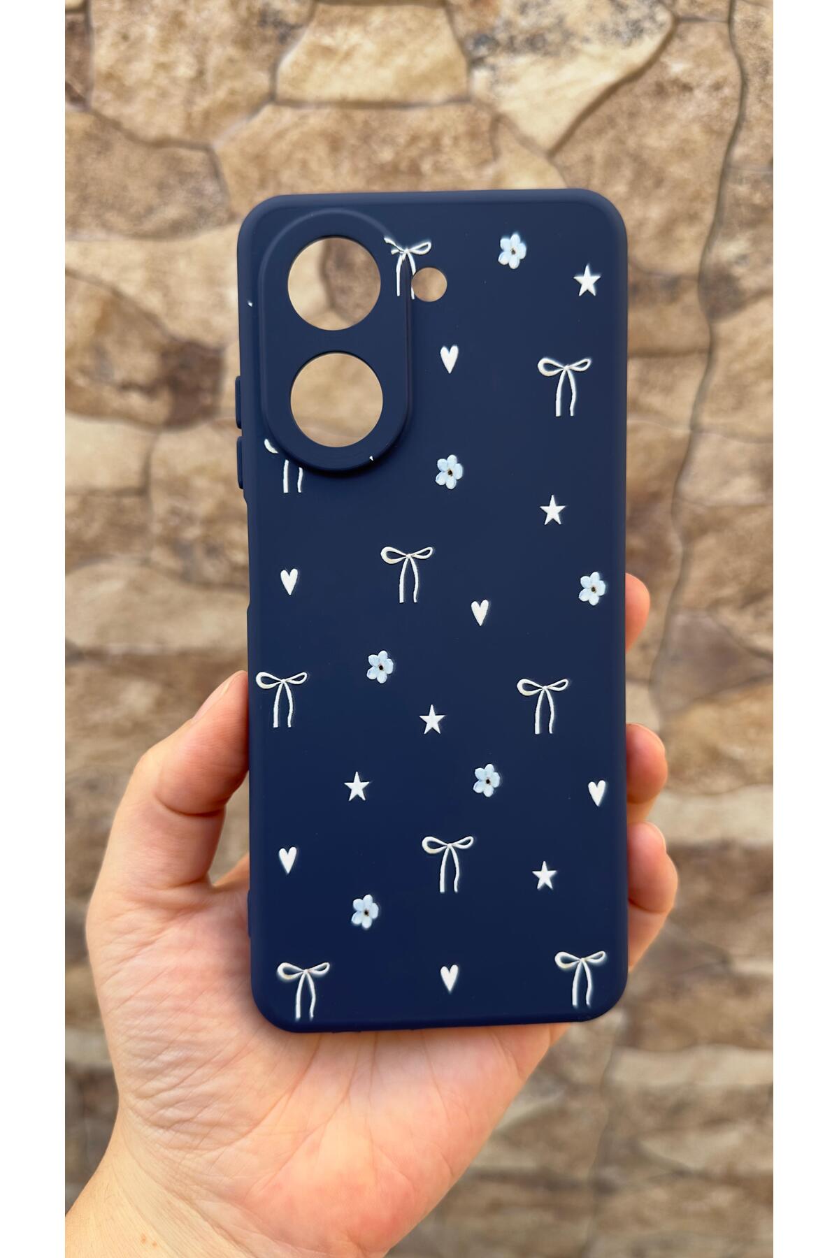 Redmi A5 Uyumlu Mini Fiyonk Desenli Silikon Darbe Emici Klasik Korumalı Rubber Kılıf