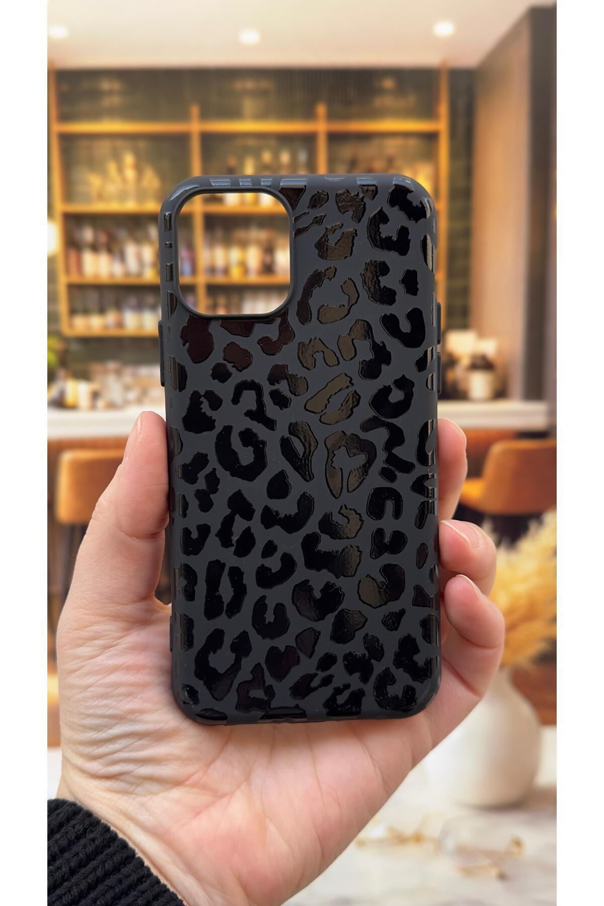 Iphone 11 Pro Uyumlu Leopar Desenli Silikon Darbe Emici Klasik Korumalı Rubber Kılıf