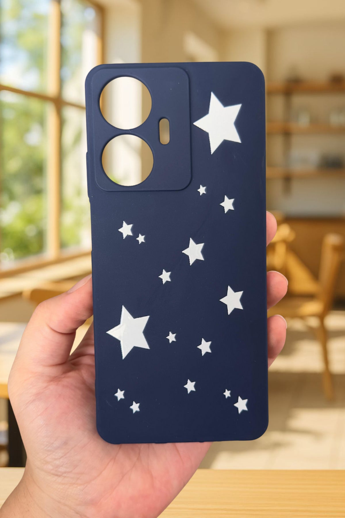 Realme C55 Uyumlu Mini Yıldız Desenli Silikon Darbe Emici Klasik Korumalı Rubber Kılıf