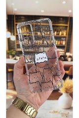 Redmi Note 11 Pro ve Note 12 Pro 4G-Manycat Desenli Şeffaf Darbe Emici Kamera Korumalı Clear Kılıf