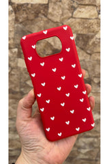 Poco X3 ve X3 Pro Uyumlu Mini Beyaz Kalp Desenli Silikon Darbe Emici Klasik Korumalı Rubber Kılıf