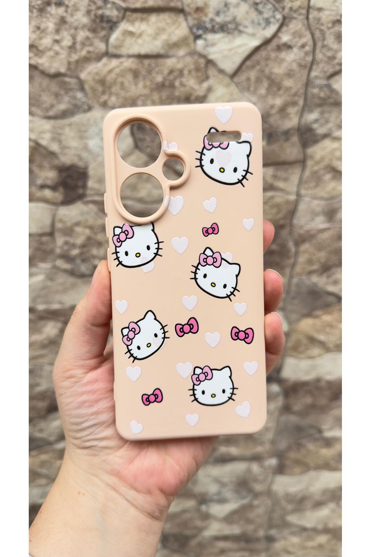 Redmi Note 13 Pro Plus Uyumlu Hello Kity Silikon Darbe Emici Klasik Korumalı Rubber Kılıf