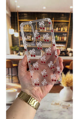 Redmi 13C Uyumlu Kiraz Desenli Şeffaf Darbe Emici Kamera Korumalı Clear Kılıf
