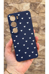 Vivo V40 Lite 5G Uyumlu Mini Beyaz Kalp Desenli Silikon Darbe Emici Klasik Korumalı Rubber Kılıf