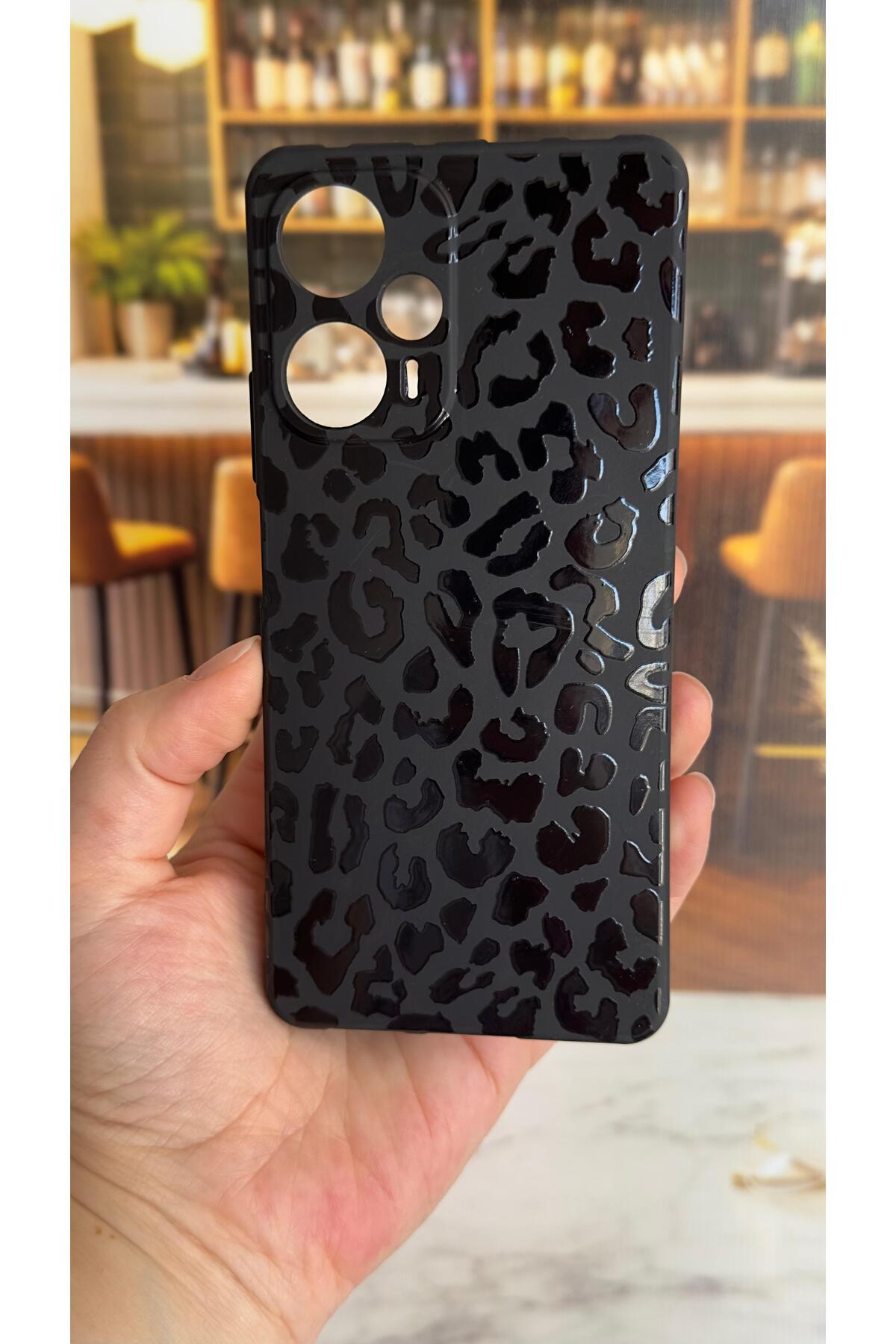 Poco F5 Uyumlu Leopar Desenli Silikon Darbe Emici Klasik Korumalı Rubber Kılıf