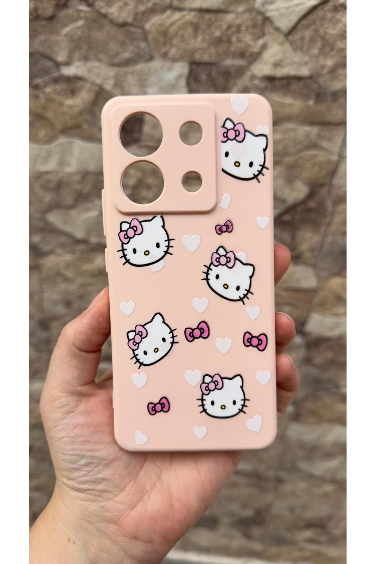 Xiaomi Redmi Note 13 Pro 5G Uyumlu Hello Kity Silikon Darbe Emici Klasik Korumalı Rubber Kılıf