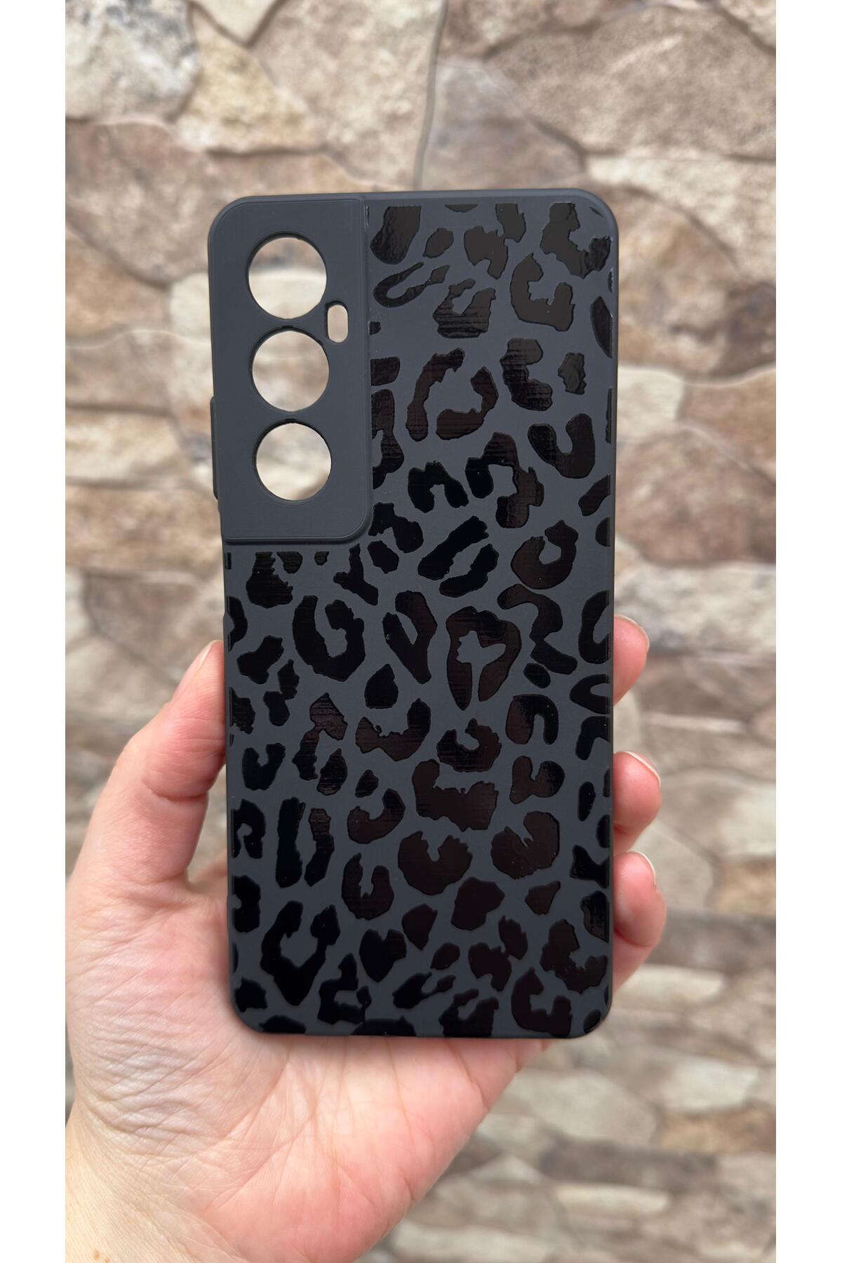 Realme C65 Uyumlu Leopar Desenli Silikon Darbe Emici Klasik Korumalı Rubber Kılıf
