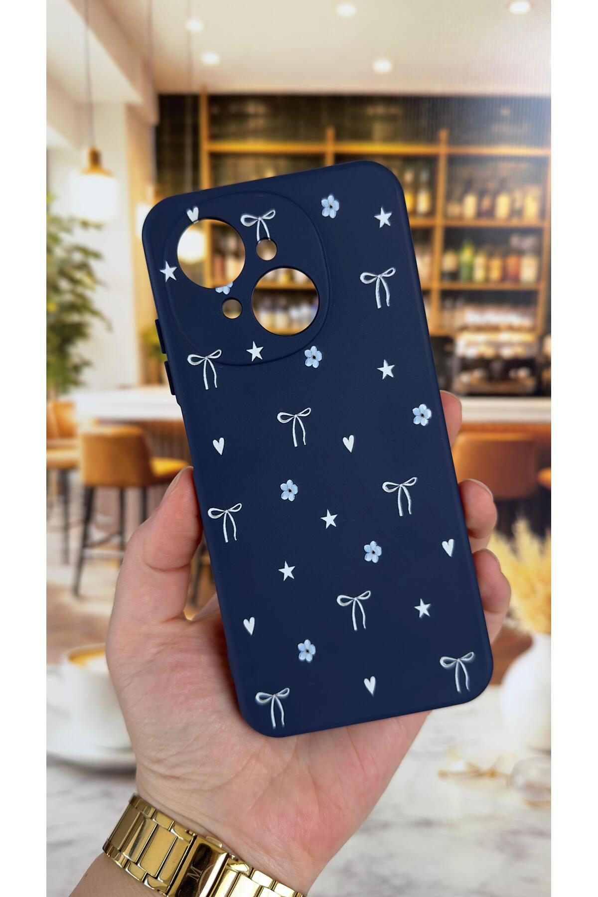 Tecno Spark Go1 Uyumlu Mini Fiyonk Desenli Silikon Darbe Emici Klasik Korumalı Rubber Kılıf