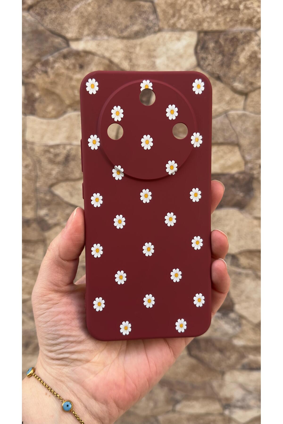 Honor Magic 8 Lite Uyumlu Beyaz Papatya Desenli Silikon Darbe Emici Klasik Korumalı Rubber Kılıf