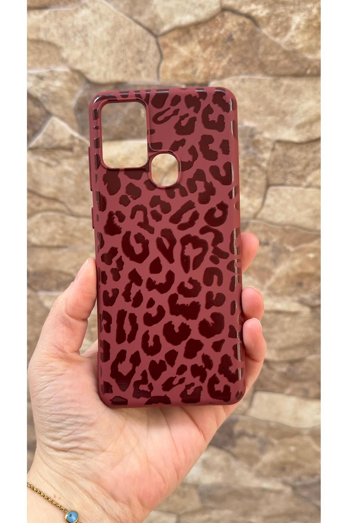 Samsung Galaxy A21s Uyumlu Leopar Desenli Silikon Darbe Emici Klasik Korumalı Rubber Kılıf
