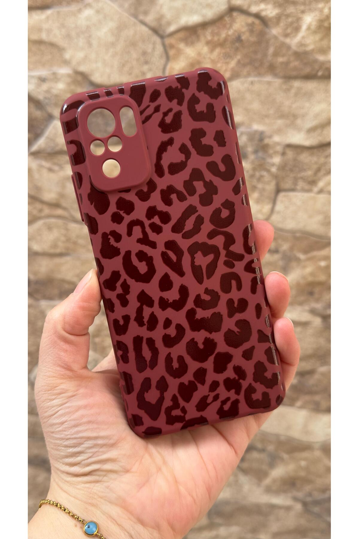 Redmi Note 10 ve 10S Uyumlu Leopar Desenli Silikon Darbe Emici Klasik Korumalı Rubber Kılıf