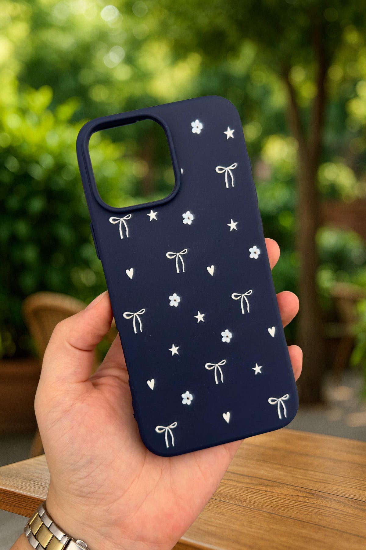 iPhone 14 Plus/15 Plus Uyumlu MİNİ FİYONK DESENLİ Silikon Darbe Emici Klasik Korumalı Rubber Kılıf