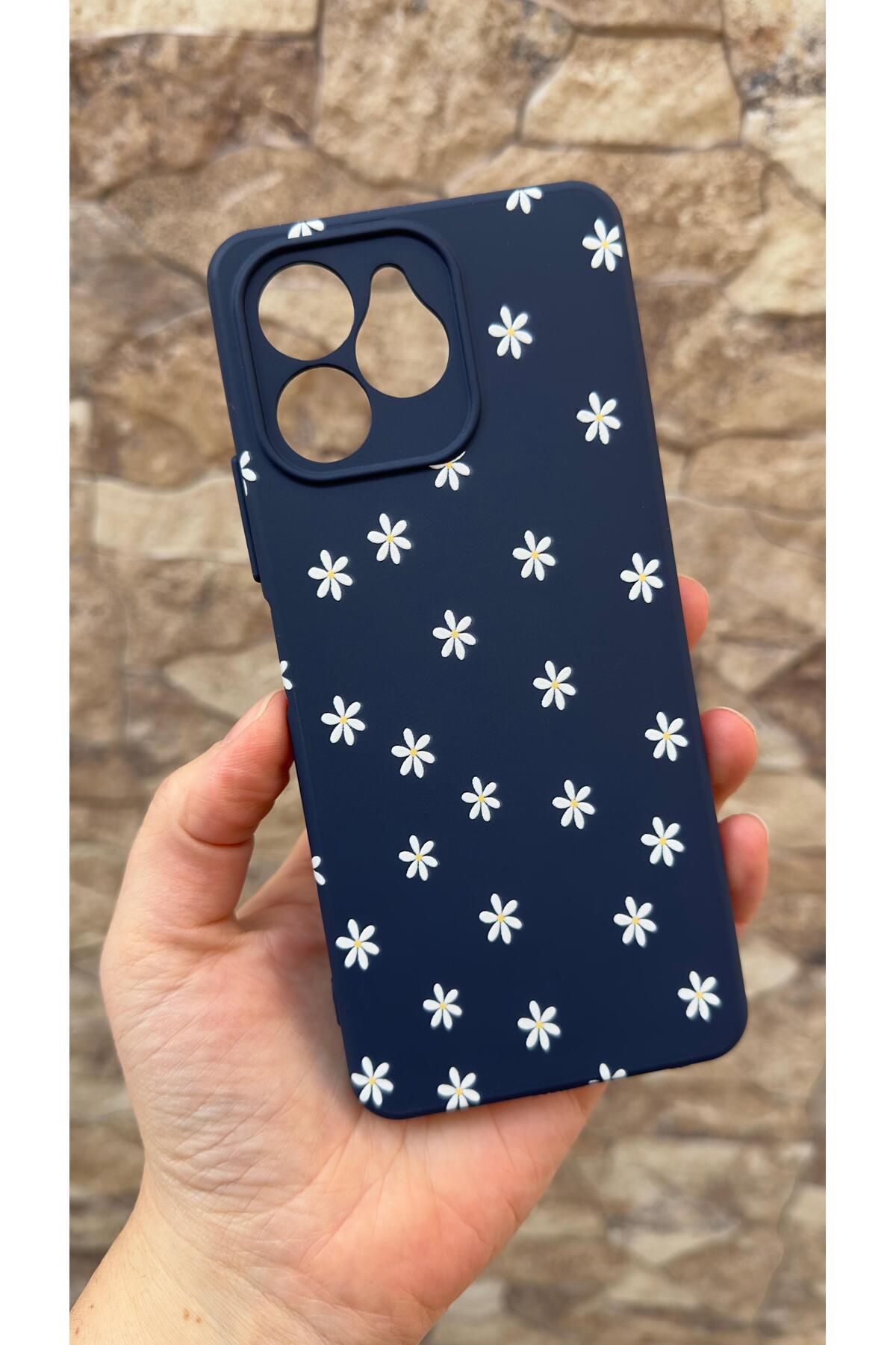 Omix X6 Uyumlu Mini Papatya Desenli Silikon Darbe Emici Klasik Korumalı Rubber Kılıf 277