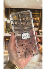 Redmi Note 10 Uyumlu Manycat Desenli Şeffaf Darbe Emici Kamera Korumalı Clear Kılıf
