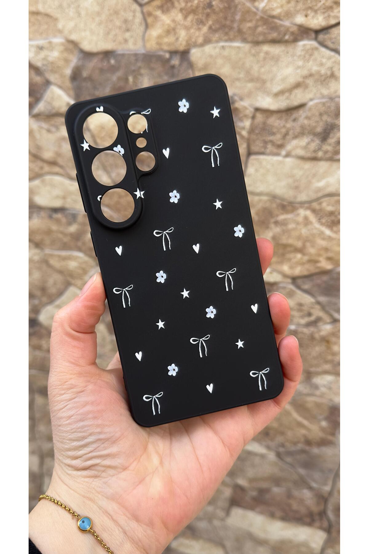 Samsung Galaxy S26 Ultra Uyumlu Mini Fiyonk Desenli Silikon Darbe Emici Klasik Korumalı Rubber Kılıf