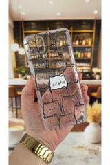 Realme C21Y Uyumlu Manycat Desenli Şeffaf Darbe Emici Kamera Korumalı Clear Kılıf
