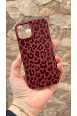 iPhone 14 Plus ve 15 Plus Uyumlu Leopar Desenli Silikon Darbe Emici Klasik Korumalı Rubber Kılıf