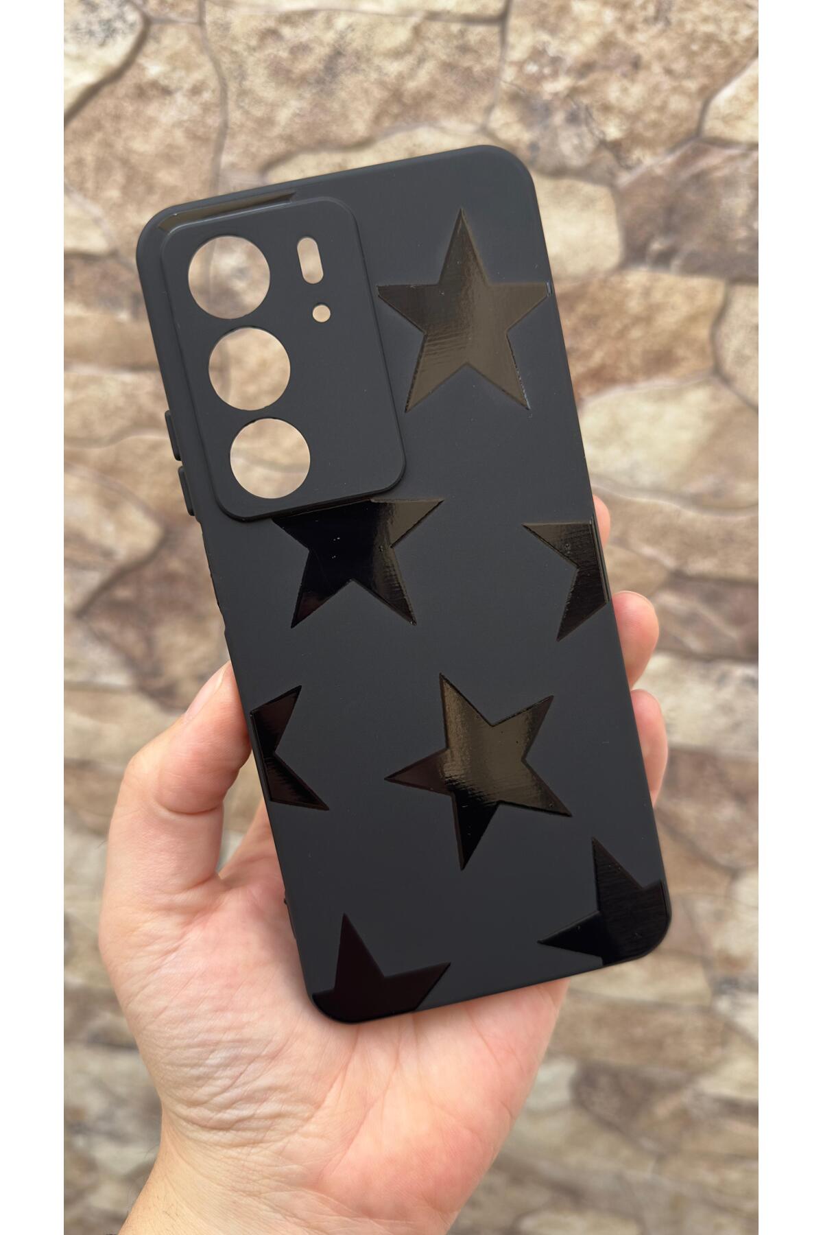 Realme C75 Uyumlu Star Desenli Silikon Darbe Emici Klasik Korumalı Rubber Kılıf