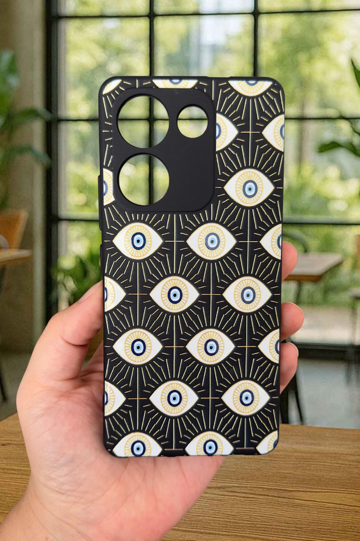 TECNO CAMON 20 PRO Uyumlu Evıl Eye Desenli Silikon Darbe Emici Klasik Korumalı Rubber Kılıf