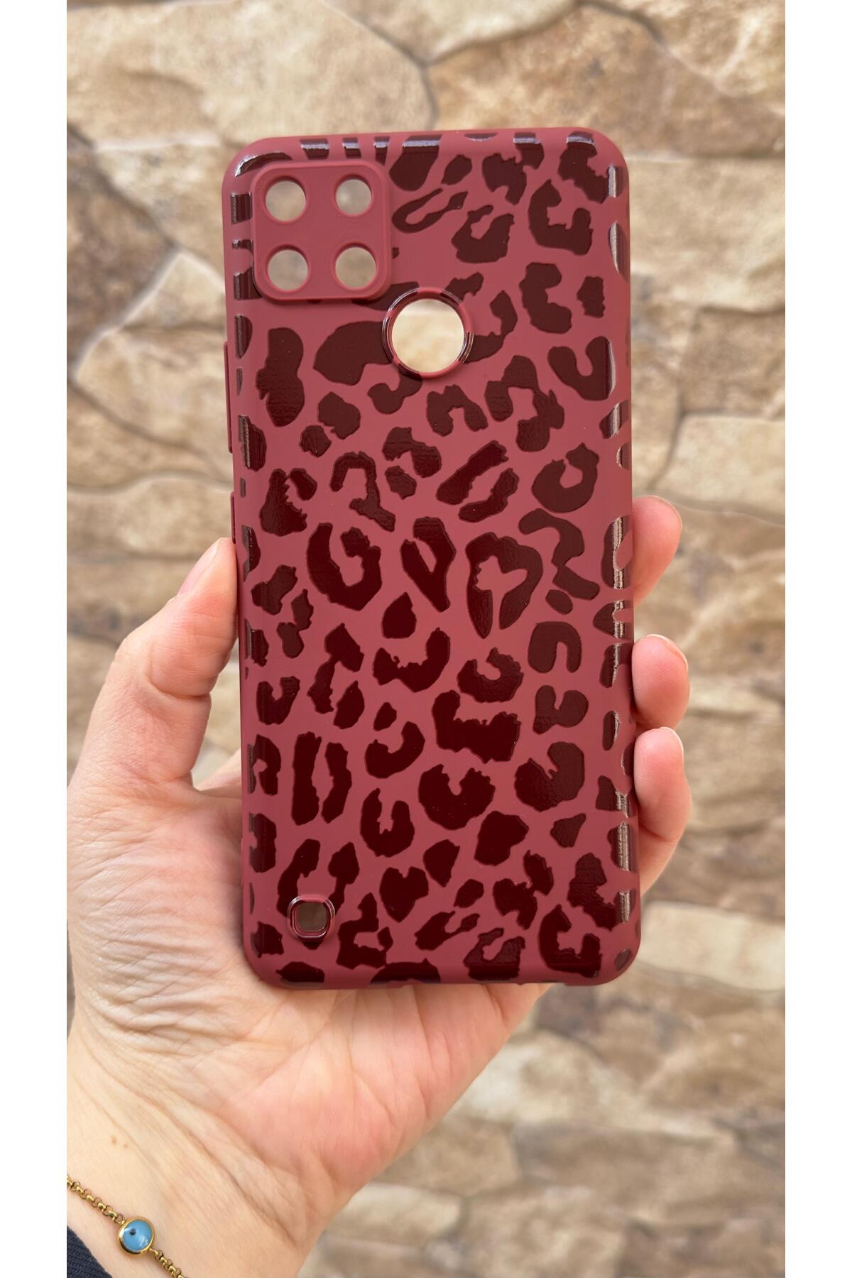 Realme C21Y Ve C25Y Uyumlu Leopar Desenli Silikon Darbe Emici Klasik Korumalı Rubber Kılıf