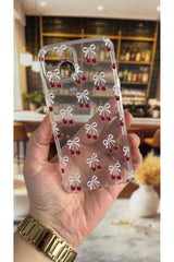 iPhone 13 Uyumlu Kiraz Desenli Şeffaf Darbe Emici Kamera Korumalı Clear Kılıf
