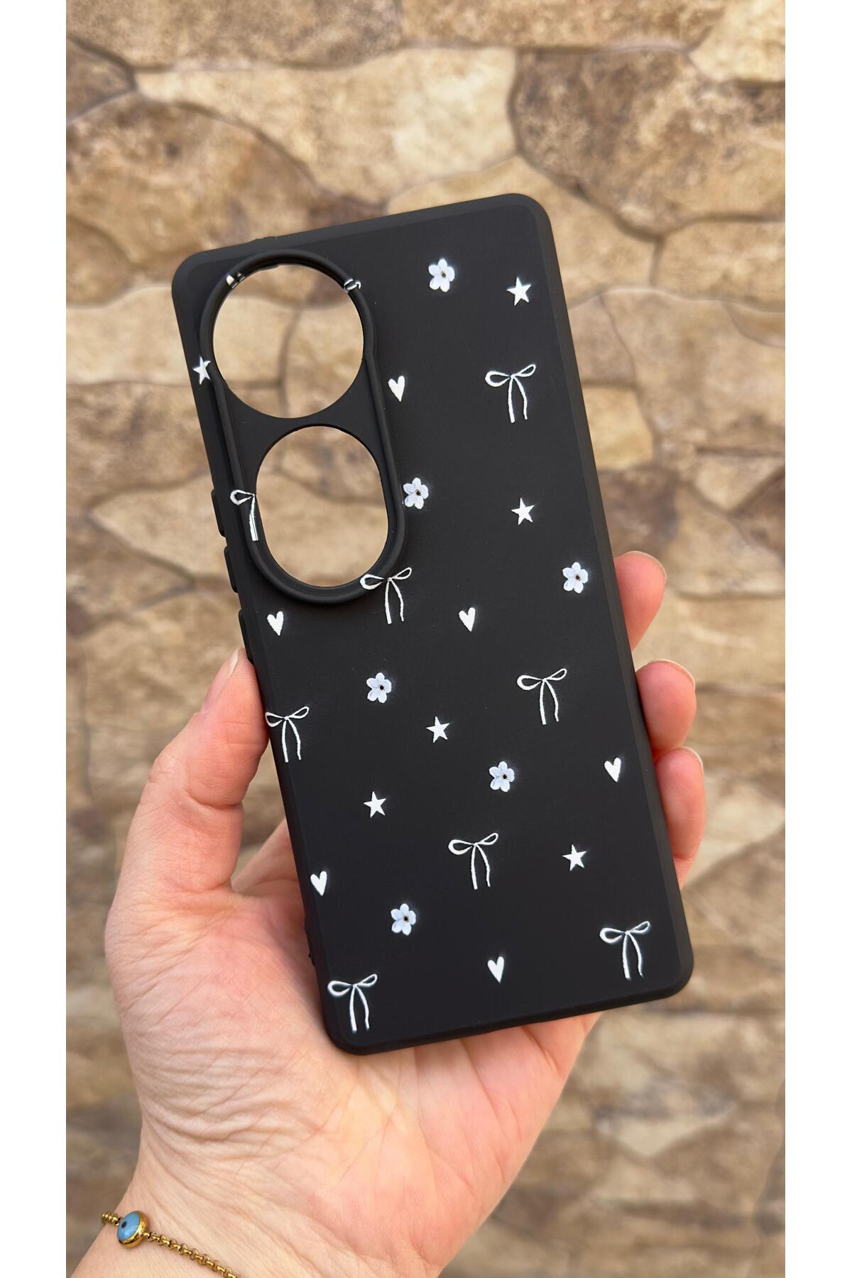 Vivo V40 5G Uyumlu Mini Fiyonk Desenli Silikon Darbe Emici Klasik Korumalı Rubber Kılıf