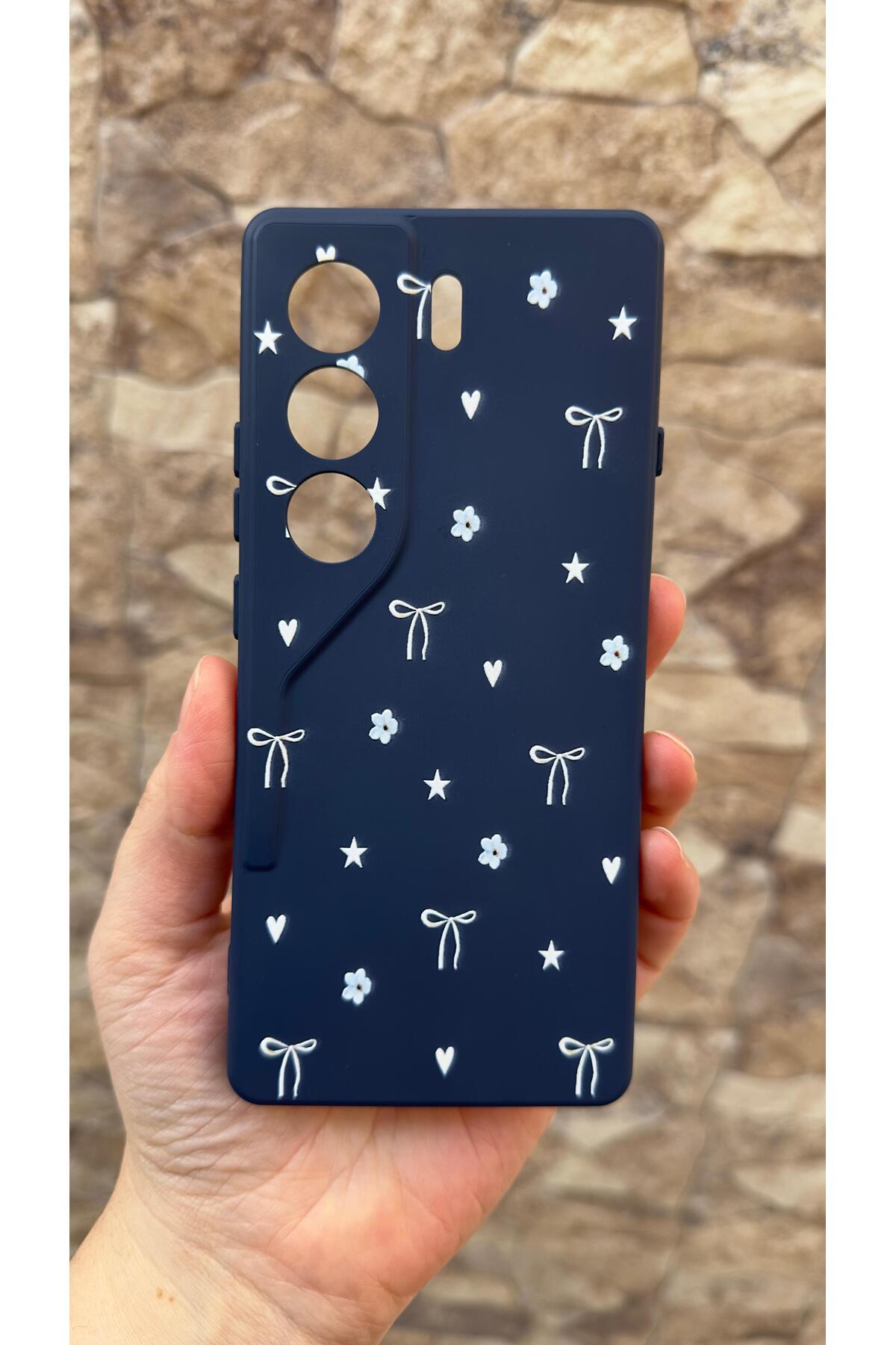 Tecno Camon 40 Uyumlu Mini Fiyonk Desenli Silikon Darbe Emici Klasik Korumalı Rubber Kılıf