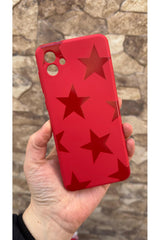 Samsung Galaxy A04 Uyumlu Kırmızı Star Silikon Darbe Emici Klasik Korumalı Rubber Kılıf