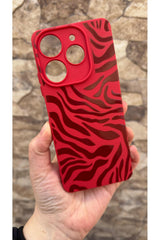 Tecno Spark 10 PRO Uyumlu Kırmızı Zebra Desenli Silikon Darbe Emici Klasik Korumalı Rubber Kılıf