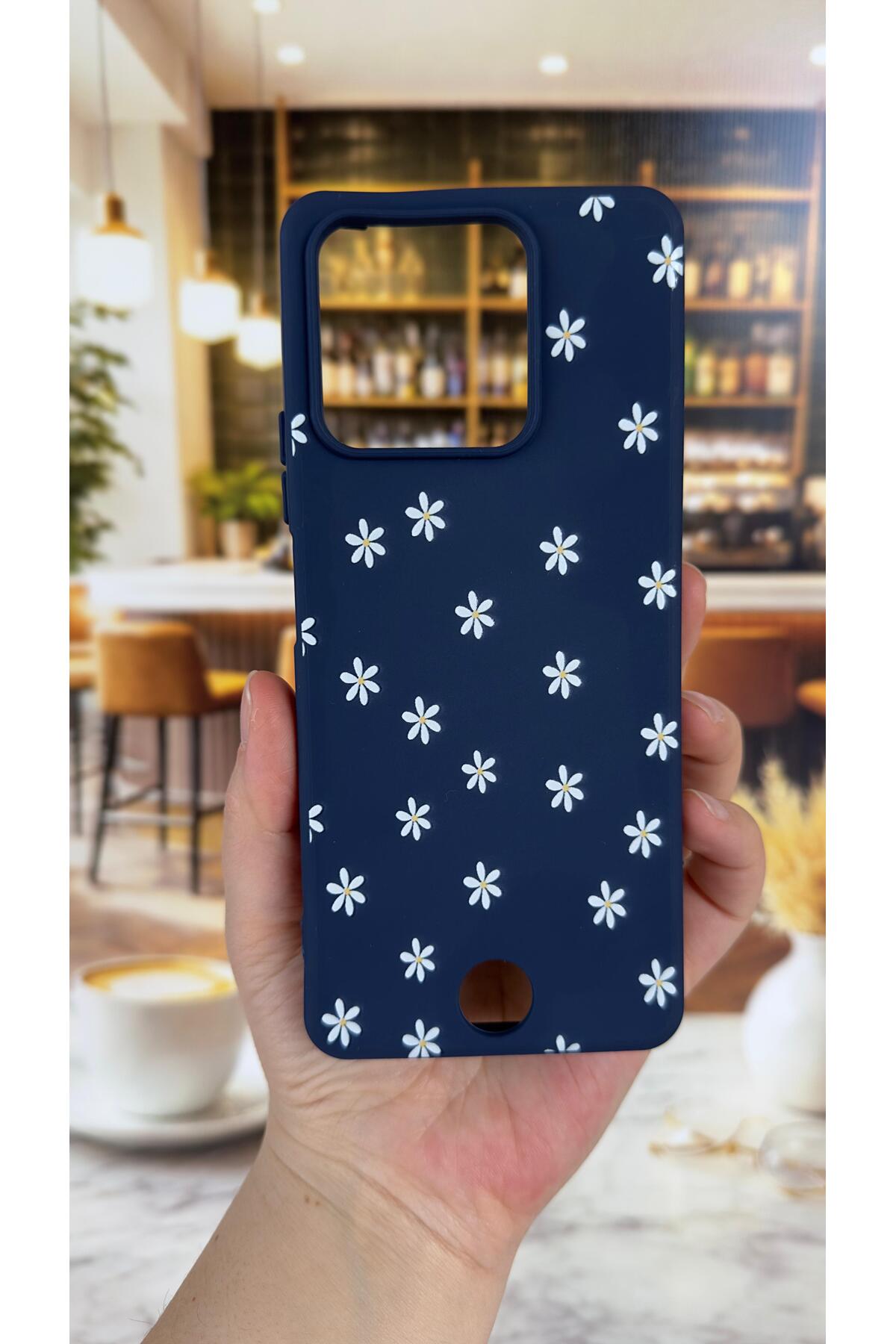 REEDER S71 Uyumlu Mini Papatya Desenli Silikon Darbe Emici Klasik Korumalı Rubber Kılıf