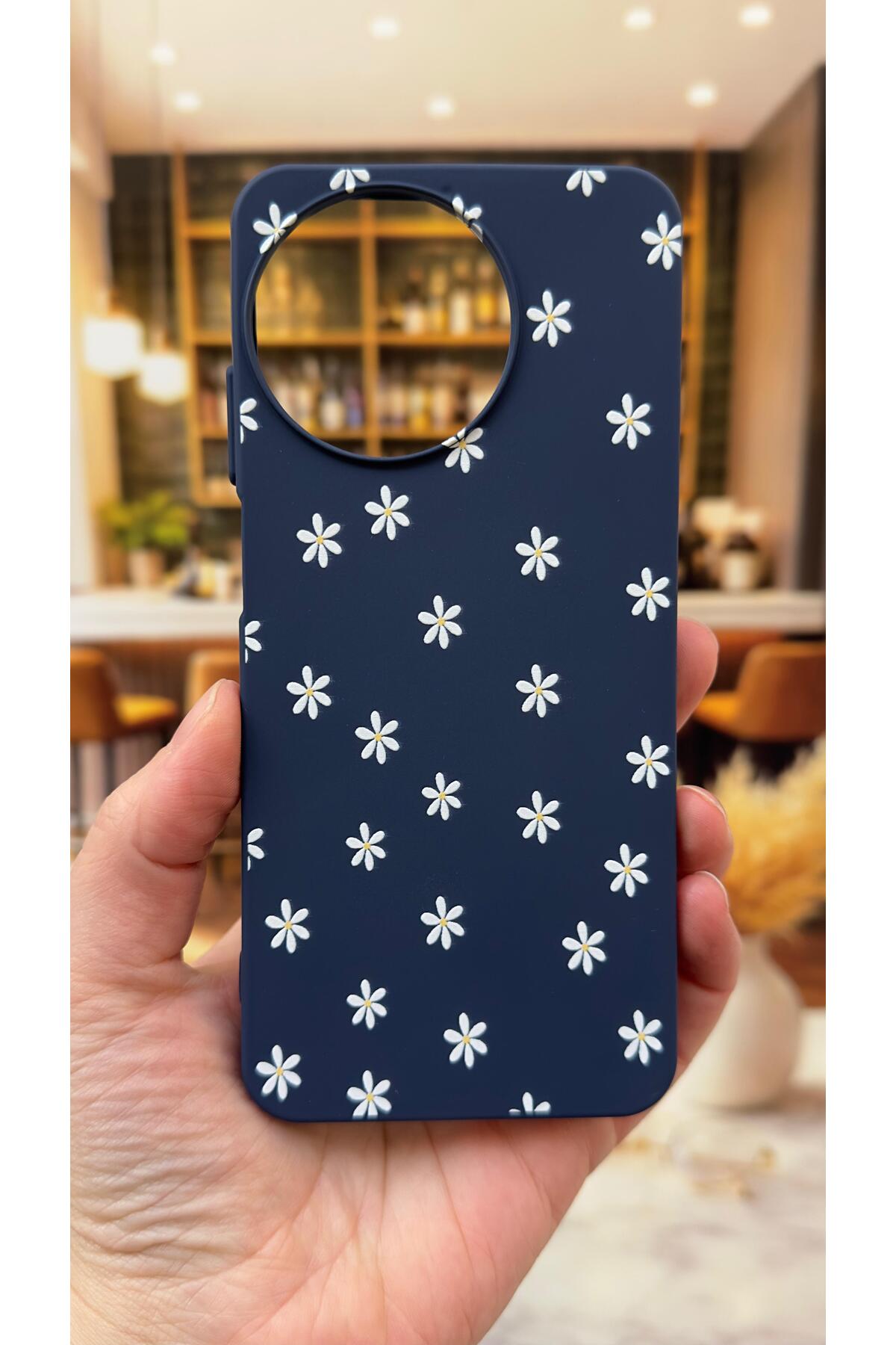 Realme 11 Uyumlu Mini Papatya Desenli Silikon Darbe Emici Klasik Korumalı Rubber Kılıf