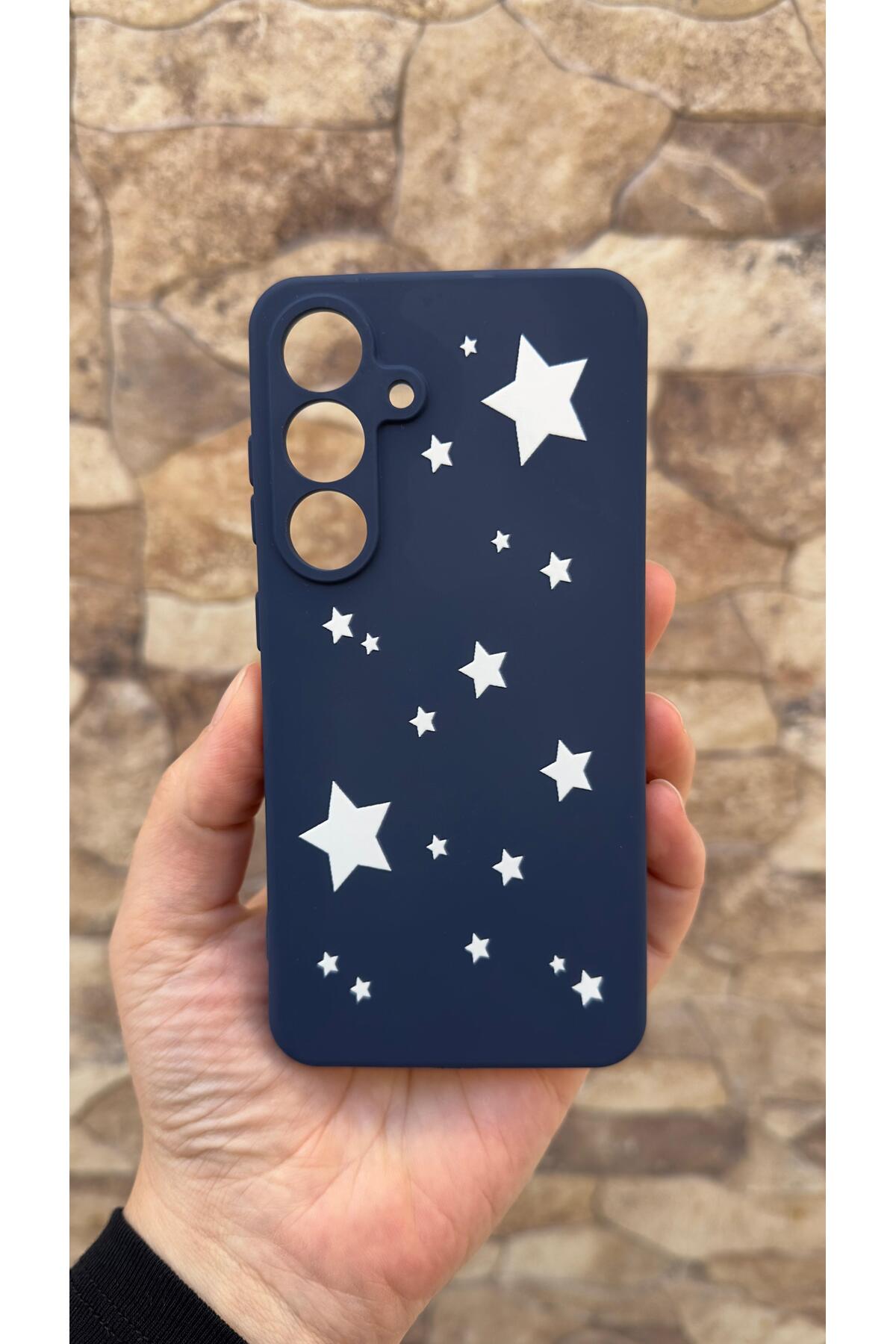 Samsung Galaxy S25 Plus Uyumlu Mini Yıldız Desenli Silikon Darbe Emici Klasik Rubber Kılıf