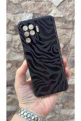 Oppo Reno 5 Lite Uyumlu Zebra Desenli Silikon Darbe Emici Klasik Korumalı Rubber Kılıf