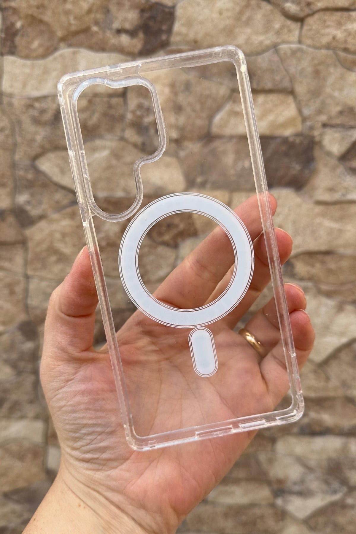 Samsung S25 Ultra Uyumlu Kamera Çıkıntılı Şeffaf Magsafe Wireless Kablosuz Şarj Destekli V-Mags