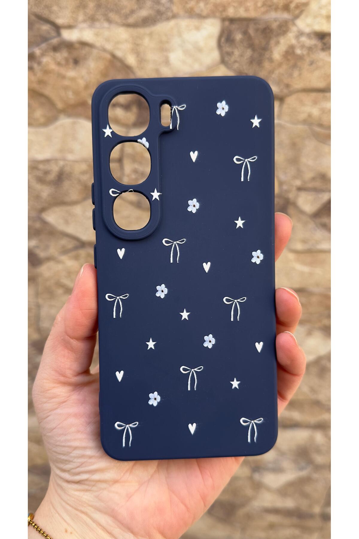 Vivo V40 Lite 5G Uyumlu Mini Fiyonk Desenli Silikon Darbe Emici Klasik Korumalı Rubber Kılıf