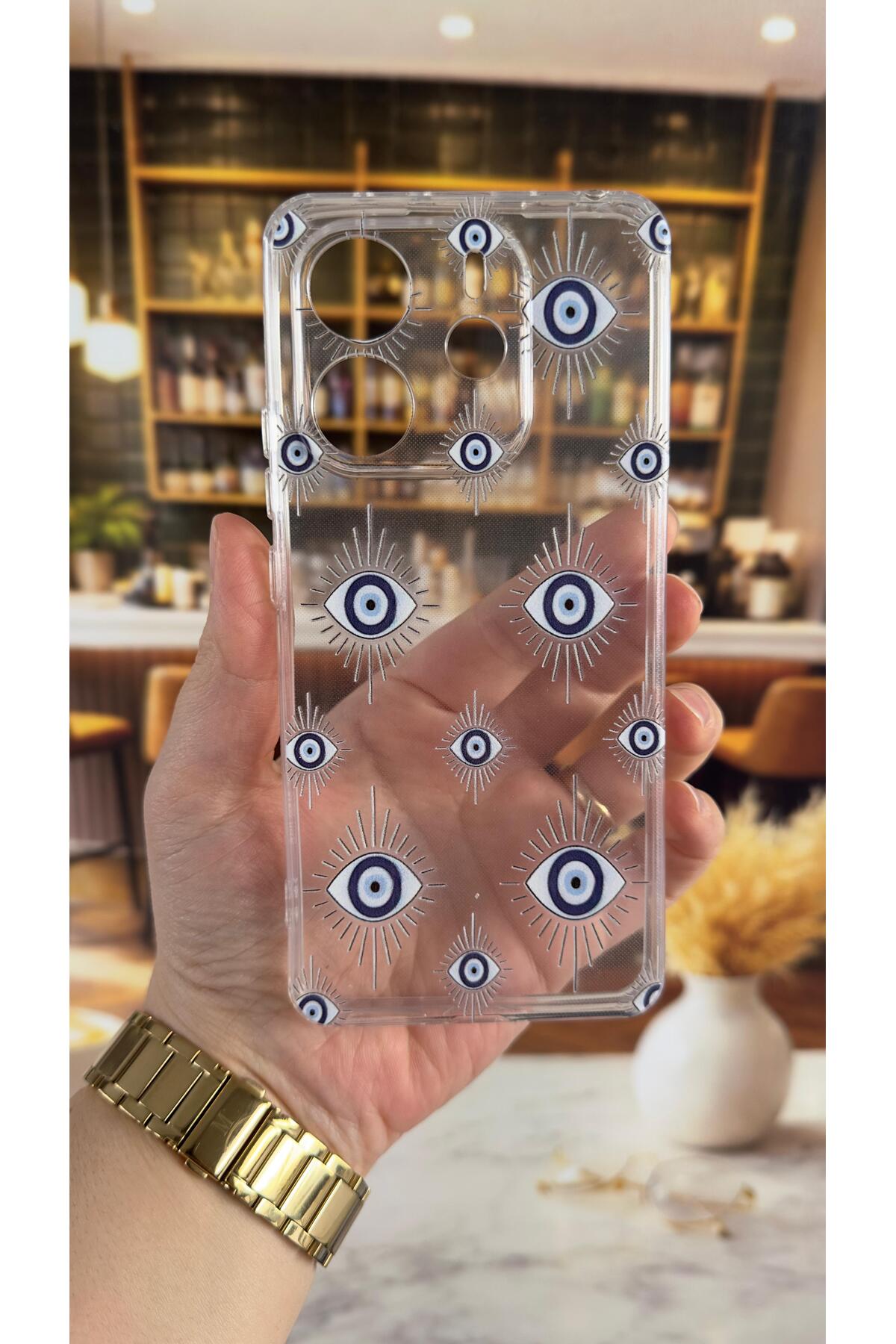 Redmi Note 14 Uyumlu Evıleye Desenli Şeffaf Darbe Emici Kamera Korumalı Clear Kılıf