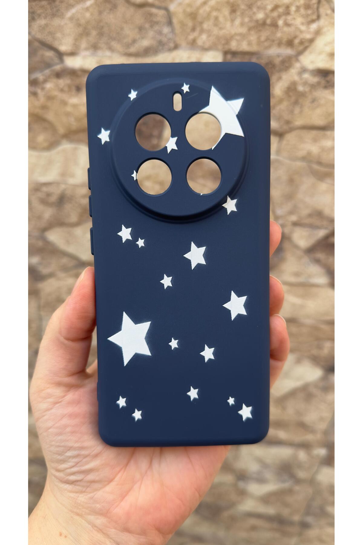 Realme 12 Pro Uyumlu Mini Yıldız Desenli Silikon Darbe Emici Klasik Korumalı Rubber Kılıf