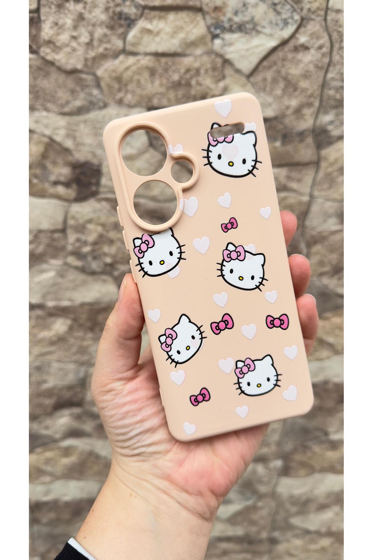 Redmi Note 13 Pro Plus Uyumlu Hello Kity Silikon Darbe Emici Klasik Korumalı Rubber Kılıf